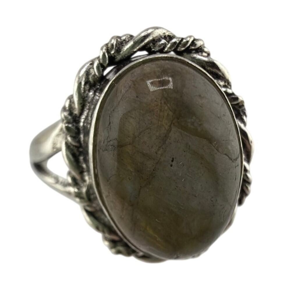 Vintage Handmade Sterling Silver Labradorite Ring 9.5